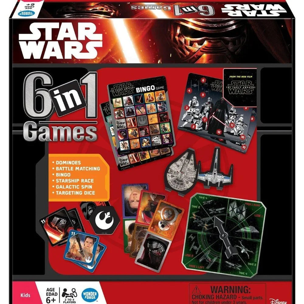 NEW Star Wars The Force Awaken 6in1 Game Collection Set Battle Match + Dominoes